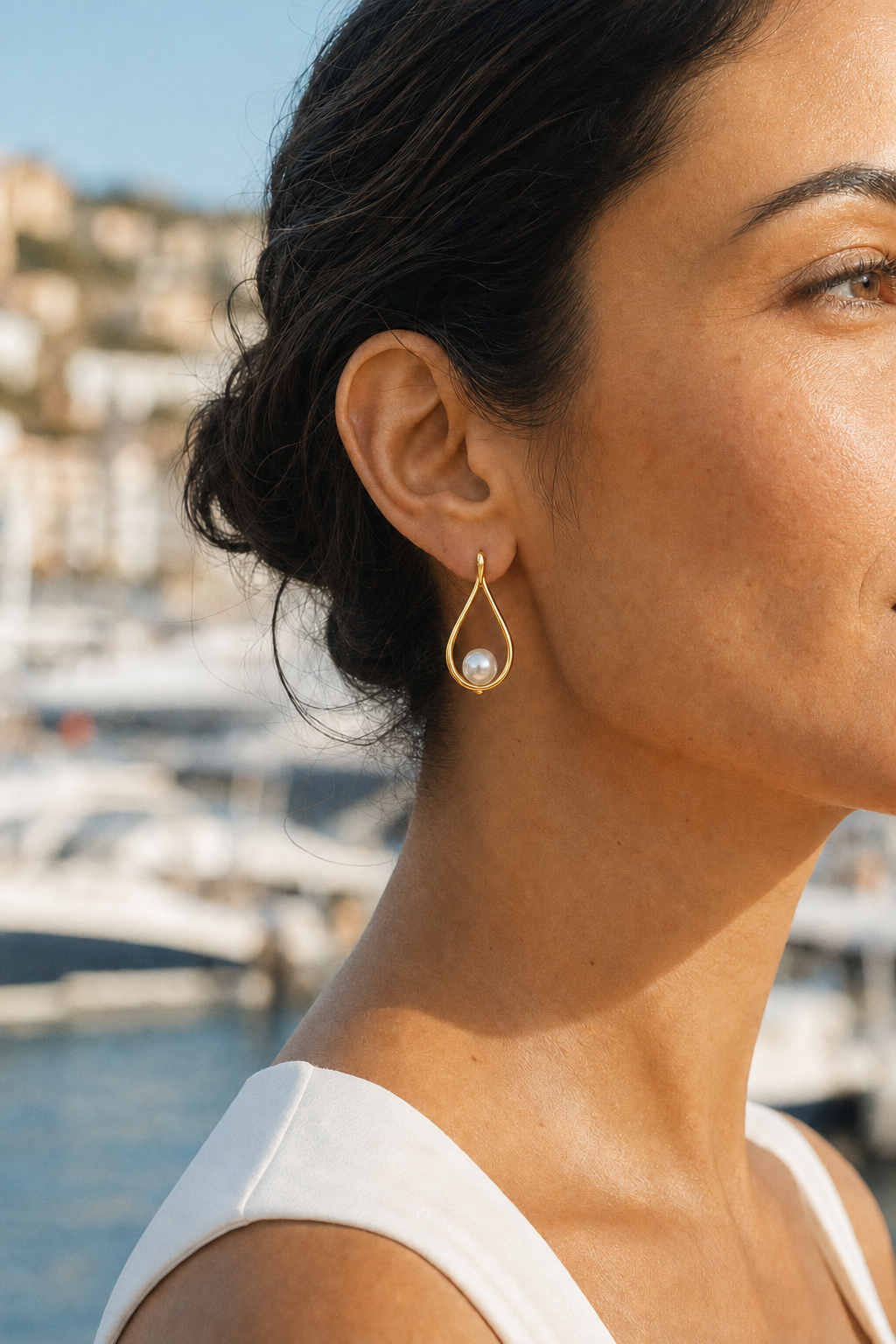 Teardrop Pearl Earrings — 18K Gold