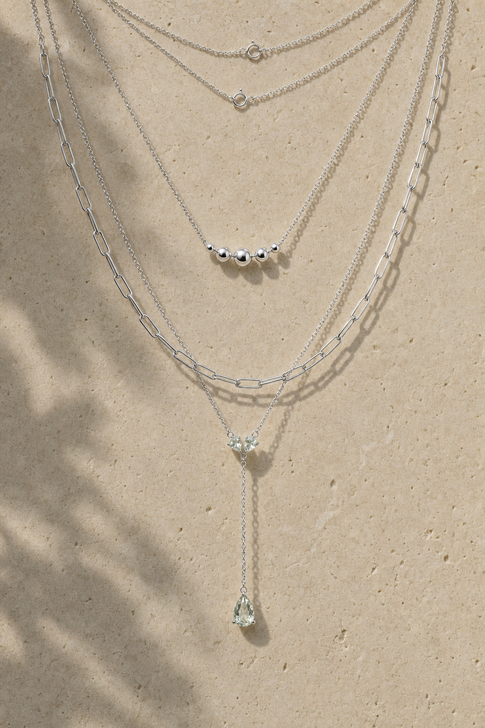 Pear Cut Lariat Necklace — Rhodium
